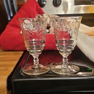 Intricate Clear Glass Wine Glasses